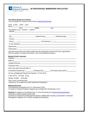 IIE Professional Membership Application