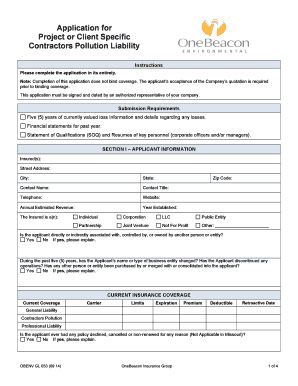 Contractors Pollution Liability Application