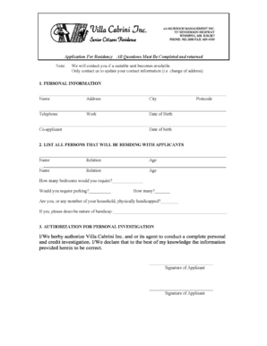 Housing Application Form