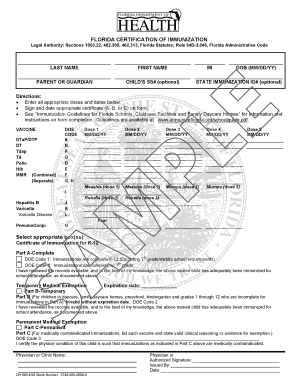 Florida Certification of Immunization