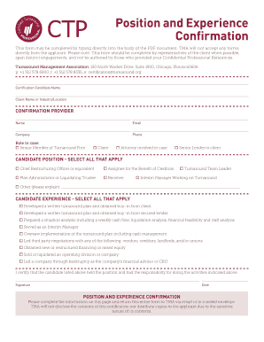Position and Experience Confirmation Form
