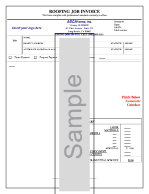 Roofing Job Invoice Template