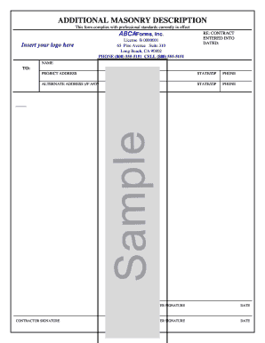 Masonry Contract Agreement