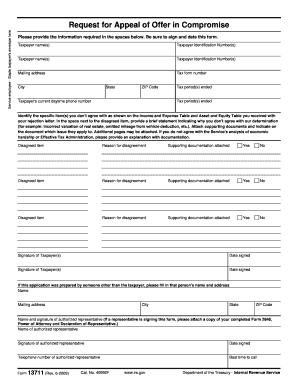 Request for Appeal of Offer in Compromise