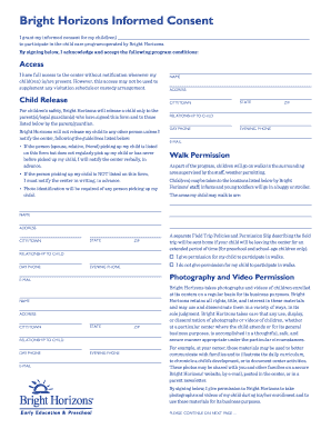 Bright Horizons Informed Consent Form