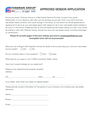 Approved Vendor Application