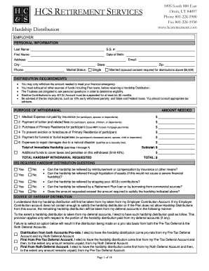 401k Hardship Distribution Form