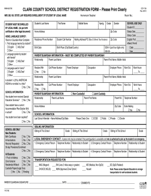Clark County School District Registration Form