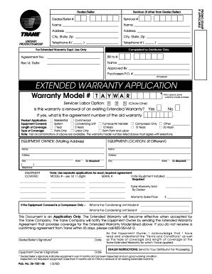 Trane Extended Warranty Application