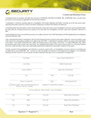 Security Passport Consent and Disclosure Form