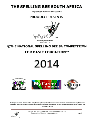 National Spelling Bee Competition Application Form