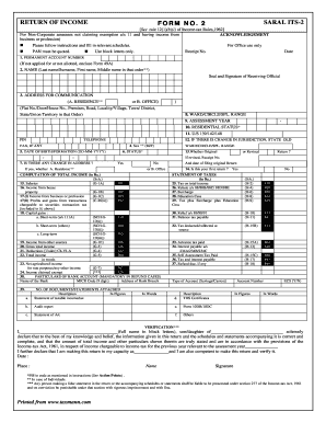 Income Tax Return Form No. 2 Saral ITS-2