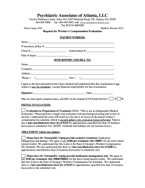 Request for Worker’s Compensation Evaluation
