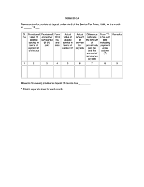 Service Tax Provisional Deposit Form ST-3A