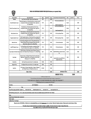 Food and Beverage Order Form