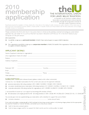 International Union Membership Application