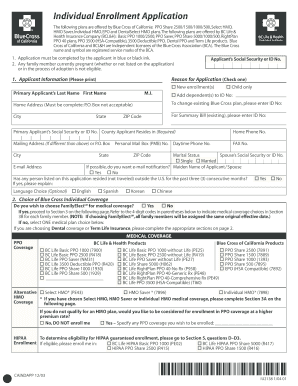 California Individual Health Insurance Enrollment Application