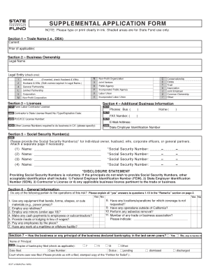 California Supplemental Application Form