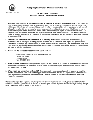 Recertification Claim Form for Illness or Injury Benefits