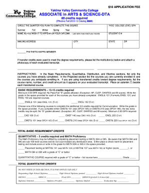 Associate in Arts & Science Degree Application