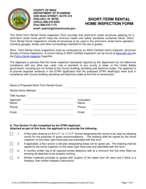Maui County Short-Term Rental Home Inspection Form