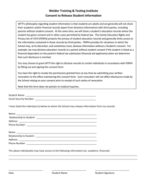 Welder Training Institute Student Information Release Consent