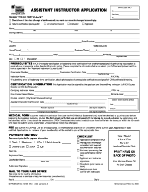 Assistant Instructor Application Form