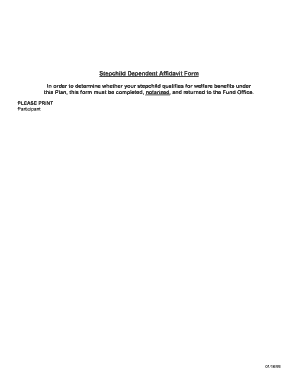 Stepchild Dependent Affidavit Form