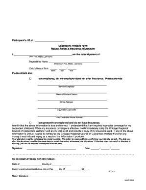 Dependent Affidavit Form