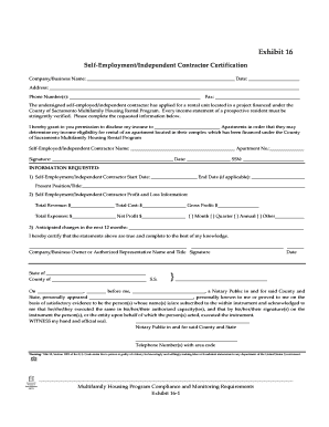 Self-Employment Certification Form