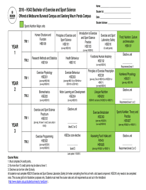 Bachelor of Exercise and Sport Science Course Grid