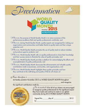 World Quality Month Proclamation