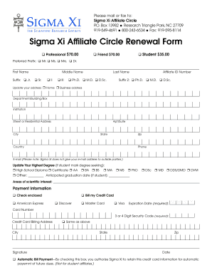 Sigma Xi Affiliate Circle Renewal Form