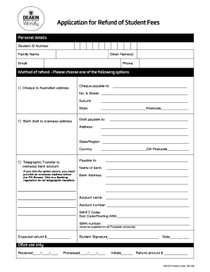 Application for Refund of Student Fees