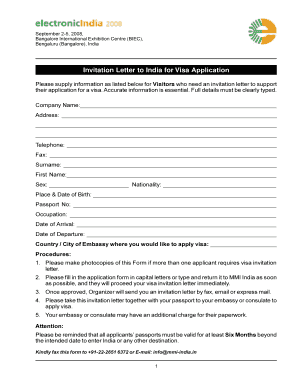 Invitation Letter for India Visa Application