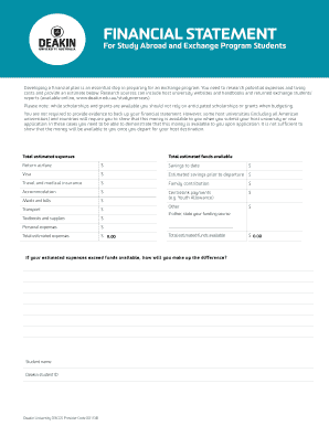 Financial Statement for Study Abroad