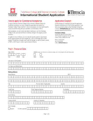 Brescia University College and Fanshawe College International Student Application