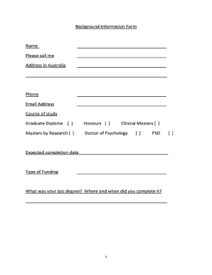 Background Information Form