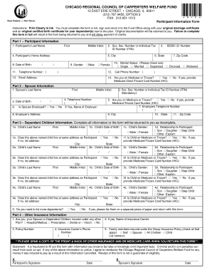 Chicago Carpenters Welfare Fund Participant Information Form