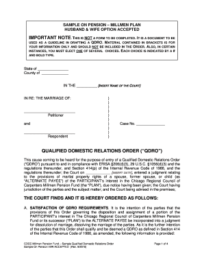 Qualified Domestic Relations Order for Millmen Pension