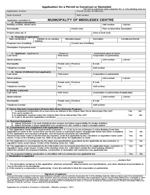 Application for a Permit to Construct or Demolish