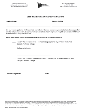 Bachelor Degree Verification Form