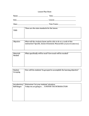 Lesson Plan Sheet