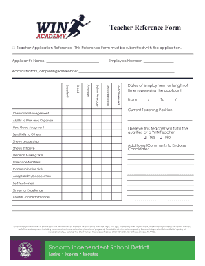 Teacher Reference Form