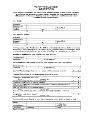 Cohabitation Questionnaire