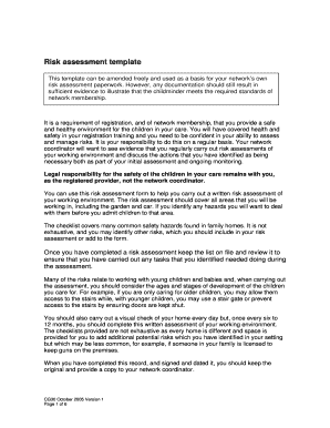 Childminder Risk Assessment Form