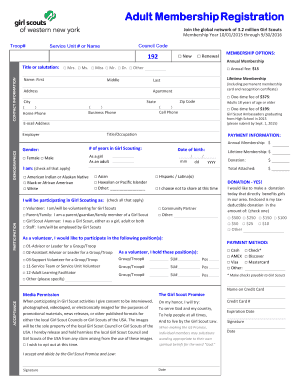 Girl Scouts Adult Membership Registration Form