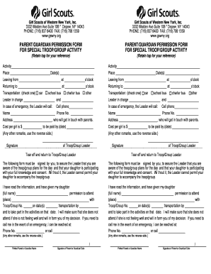 Girl Scouts Parent Guardian Permission Form
