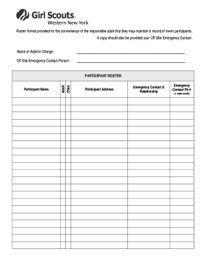 Event Participant Roster Form