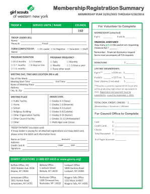 Girl Scouts Membership Registration Form